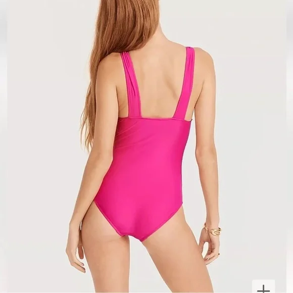 NWOT J.Crew Ruched V-Neck One Piece Swimsuit - Picture 2 of 10